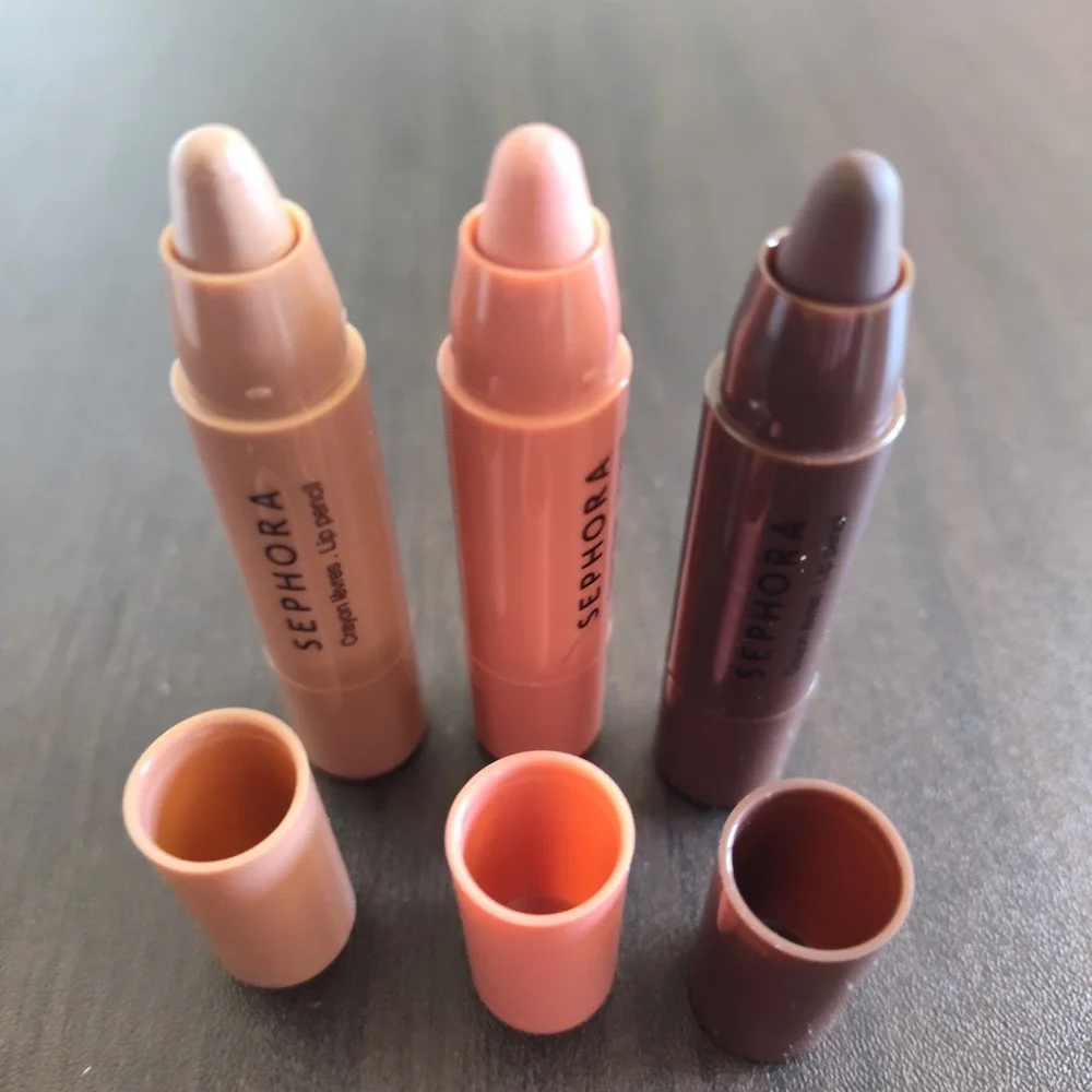 Sephora lip crayon pencils Coral Chocolate Sand cosmetics beauty glamorous fun